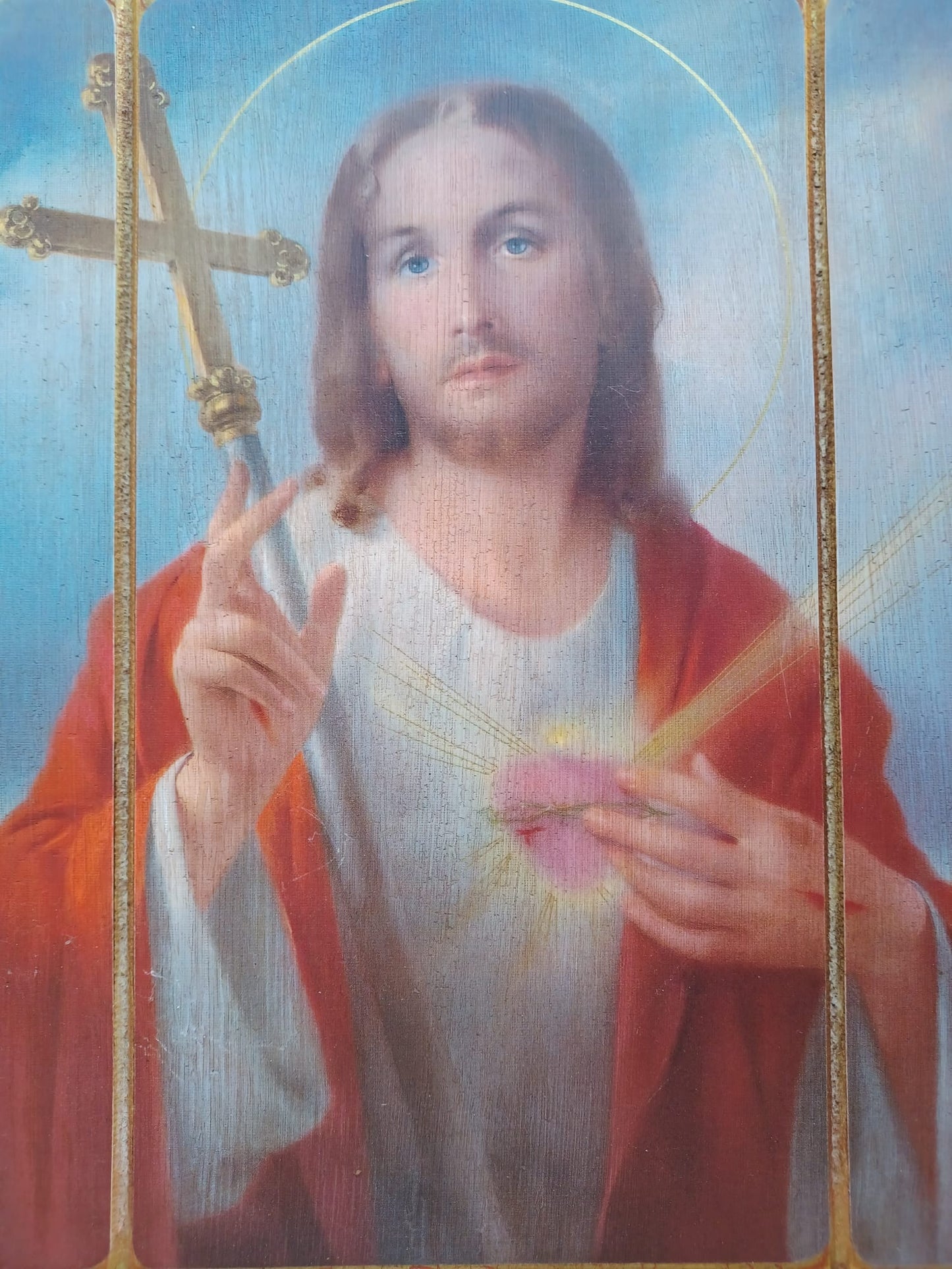 CUADRO DE MADERA DEL SAGRADO CORAZON DE JESÚS (10X8)