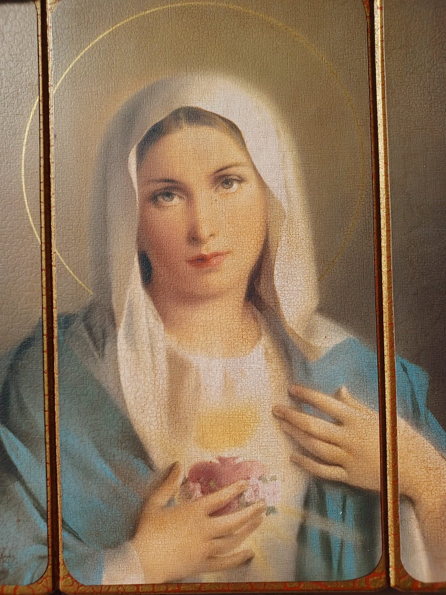 CUADRO DE MADERA DEL INMACULADO CORAZON MARIA (10X8)