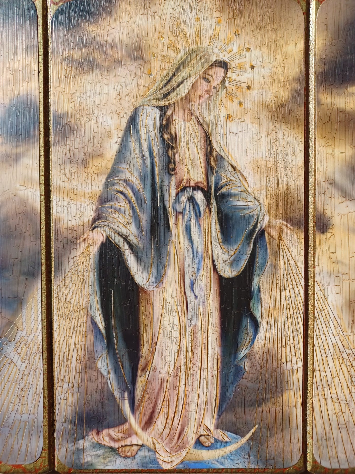 CUADRO DE MADERA DE LA LLENA GRACIA PERFIL (10X8)