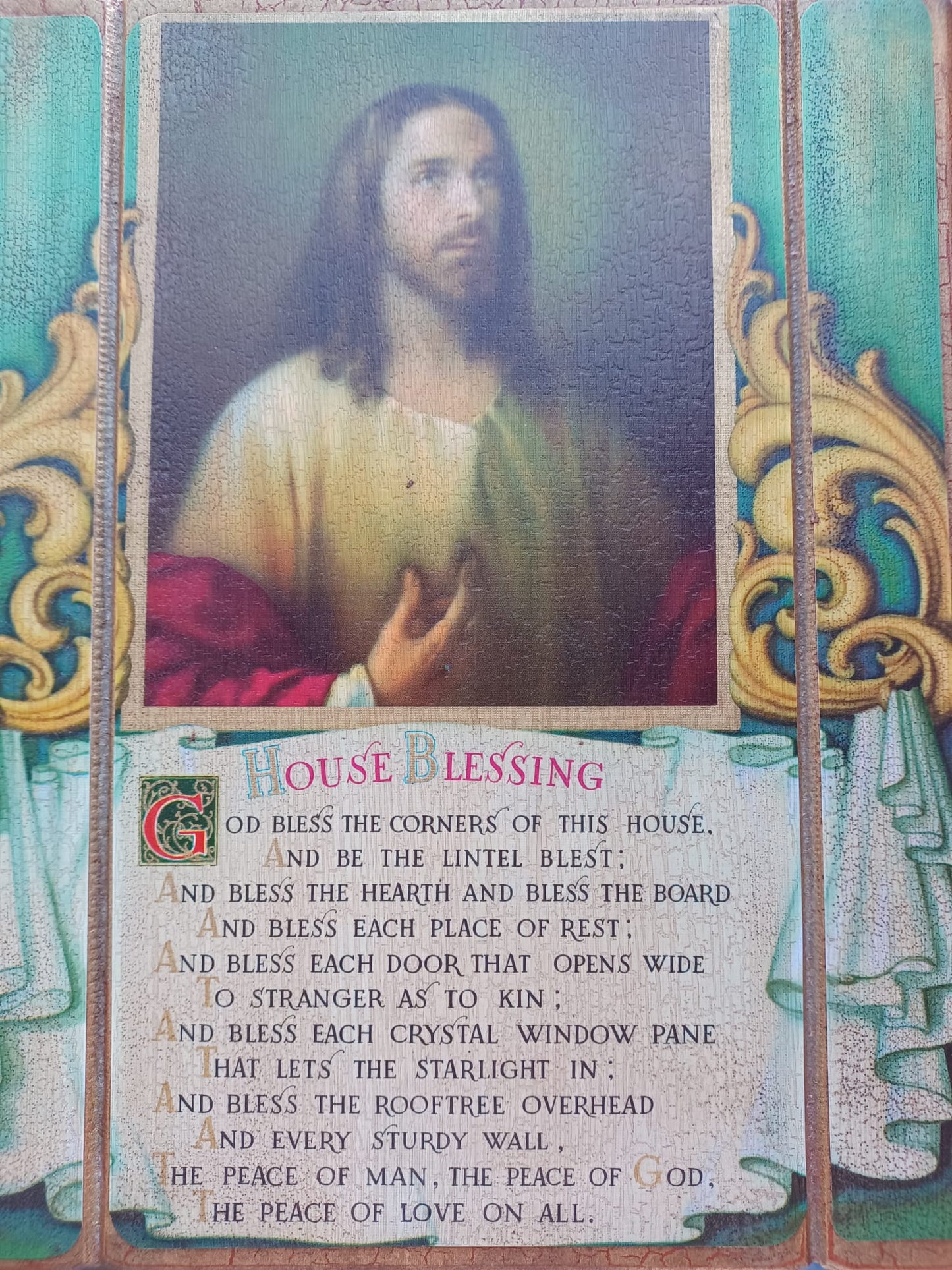 CUADRO DE MADERA DEL SAGRADO CORAZON DE JESÚS (10X8)